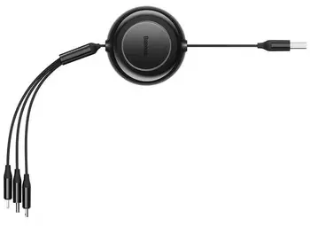 Кабель Baseus Bright Mirror 2 Retractable 3-in-1 Fast Charging Data Cable Micro USB / USB Type-C / Lightning 1.1m Black (CAMJ010001)