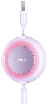 Кабель Baseus Bright Mirror 2 Retractable 3-in-1 Fast Charging Data Cable Micro USB / USB Type-C / Lightning 1.1m Purple (CAMJ010005)