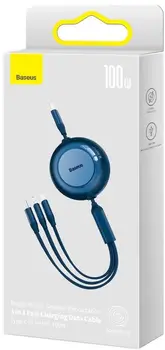 Кабель Baseus Bright Mirror 2 Series 3-in-1 Micro USB/Lightning/Type-C 100W 1.1m Blue (CAMJ010203)