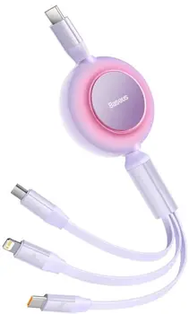 Кабель Baseus Bright Mirror 2 Series 3-in-1 Micro USB/Lightning/Type-C 100W 1.1m Purple (CAMJ010205)