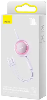 Кабель Baseus Bright Mirror 2 Series 3-in-1 Micro USB/Lightning/Type-C 100W 1.1m Purple (CAMJ010205)