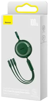 Кабель Baseus Bright Mirror 2 Series Micro USB/Lightning/Type-C 100W 1.1m Green (CAMJ010206)