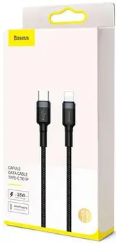Кабель Baseus Cafule Cable Type-C to Lightning PD 18W 1m Black (CATLKLF-G1)