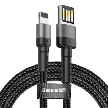 Кабель Baseus Cafule Cable special edition USB For iP 2.4A 1м Grey+Black (CALKLF-GG1)