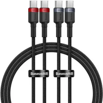 Кабель Baseus Cafule Charging Cable USB-C to USB-C 100W 1m 2pcs Red Black + Grey Black (P10318306003-00)