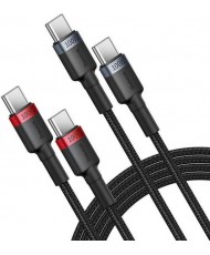 Кабель Baseus Cafule Charging Cable USB-C to USB-C 100W 1m 2pcs Red Black + Grey Black (P10318306003-00)