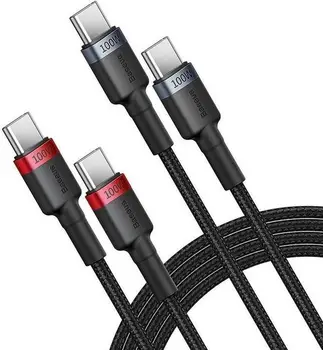 Кабель Baseus Cafule Charging Cable USB-C to USB-C 100W 1m 2pcs Red Black + Grey Black (P10318306003-00)