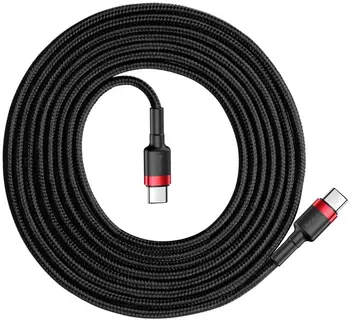 Кабель Baseus Cafule PD2.0 60W flash charging USB Type-C 20V 3A 2M Red+Black (CATKLF-H91)