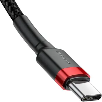 Кабель Baseus Cafule PD2.0 60W flash charging USB Type-C 20V 3A 2M Red+Black (CATKLF-H91)