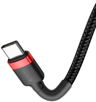 Кабель Baseus Cafule PD2.0 60W flash charging USB Type-C 20V 3A 2M Red+Black (CATKLF-H91)