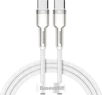 Кабель Baseus Cafule Series Metal Data Cable Type-C to Type-C 100W 1m White (CATJK-C02)