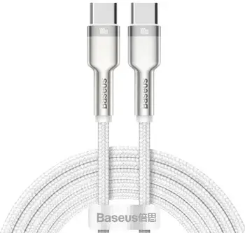 Кабель Baseus Cafule Series Metal Data Cable Type-C to Type-C 100W 2m White (CATJK-D02)