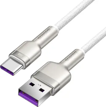 Кабель Baseus Cafule Series Metal Data Cable USB to Type-C 66W 1m White (CAKF000102)
