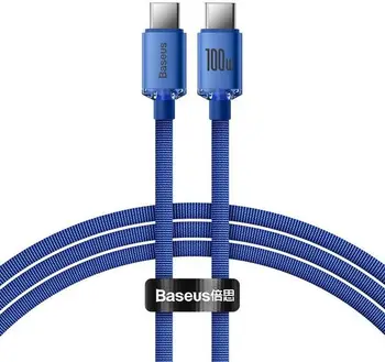 Кабель Baseus Crystal Shine Series Fast Charging Data Cable Type-C to Type-C 100W 1.2m Blue (CAJY000603)