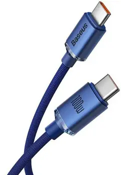 Кабель Baseus Crystal Shine Series Fast Charging Data Cable Type-C to Type-C 100W 1.2m Blue (CAJY000603)