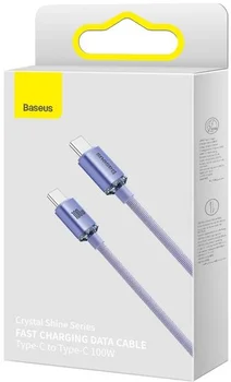 Кабель Baseus Crystal Shine Series Fast Charging Data Cable Type-C to Type-C 100W 1.2m Purple (CAJY000605)
