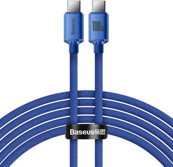 Кабель Baseus Crystal Shine Series Fast Charging Data Cable Type-C to Type-C 100W 2m Blue (CAJY000703)
