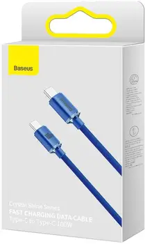 Кабель Baseus Crystal Shine Series Fast Charging Data Cable Type-C to Type-C 100W 2m Blue (CAJY000703)