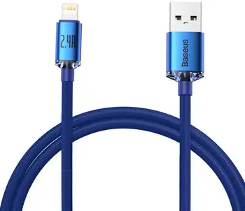 Кабель Baseus Crystal Shine Series Fast Charging Data Cable USB to Lightning 1.2m Blue (CAJY000003)