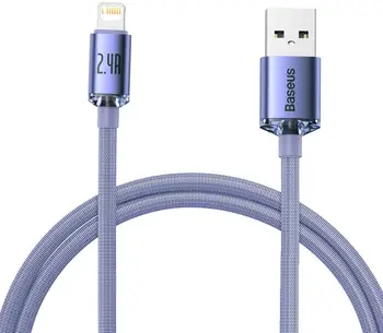 Кабель Baseus Crystal Shine Series Fast Charging Data Cable USB to Lightning 1.2m Purple (CAJY000005)