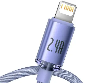 Кабель Baseus Crystal Shine Series Fast Charging Data Cable USB to Lightning 1.2m Purple (CAJY000005)