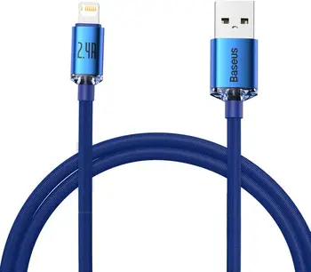 Кабель Baseus Crystal Shine Series Fast Charging Data Cable USB to Lightning 2m Blue (CAJY000103)