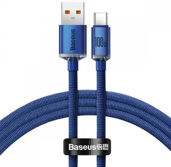 Кабель Baseus Crystal Shine Series Fast Charging Data Cable USB to Type-C 100 W 1.2 м Blue (CAJY000403)