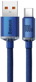 Кабель Baseus Crystal Shine Series Fast Charging Data Cable USB to Type-C 100 W 1.2 м Blue (CAJY000403)