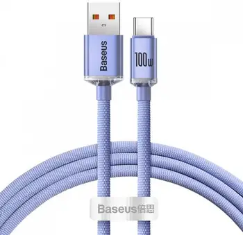 Кабель Baseus Crystal Shine Series Fast Charging Data Cable USB to Type-C 100 W 1.2 м Purple (CAJY000405)