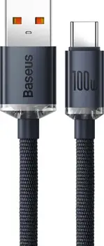 Кабель Baseus Crystal Shine Series Fast Charging Data Cable USB to Type-C 100 W 2 m Black (CAJY000501)