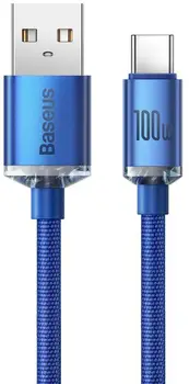 Кабель Baseus Crystal Shine Series Fast Charging Data Cable USB to Type-C 100 W 2 m Blue (CAJY000503)