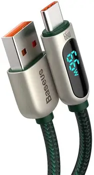 Кабель Baseus Display Fast Charging Data Cable USB to Type-C 66W 2m Green (CASX020106)