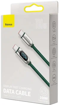 Кабель Baseus Display Fast Charging Type-C to Type-C 100W 2m Green (CATSK-C06)