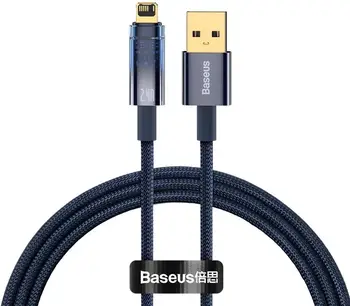 Кабель Baseus Explorer Series Auto Power-Off Fast Charging Data Cable USB to Lightning 1m Blue (CATS000403)