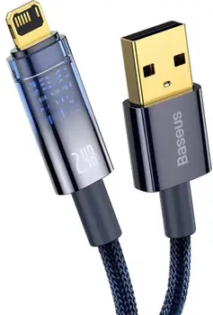 Кабель Baseus Explorer Series Auto Power-Off Fast Charging Data Cable USB to Lightning 1m Blue (CATS000403)