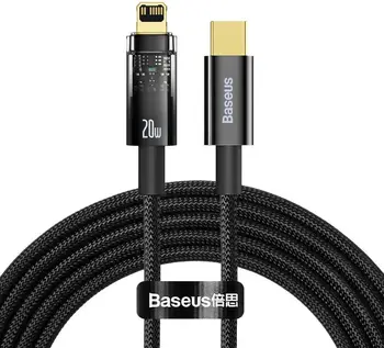 Кабель Baseus Explorer Series Auto Power-Off USB Type-C to Lightning 20W 2m Black (CATS000101)