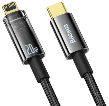 Кабель Baseus Explorer Series Auto Power-Off USB Type-C to Lightning 20W 2m Black (CATS000101)