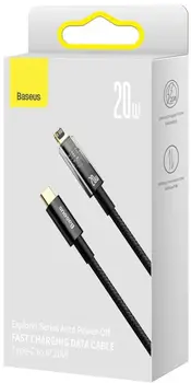Кабель Baseus Explorer Series Auto Power-Off USB Type-C to Lightning 20W 2m Black (CATS000101)