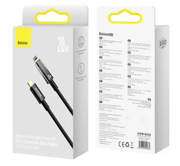 Кабель Baseus Explorer Series Intelligent Power-Off USB Type-C to Lightning 20W 1m Black (CATS000001)