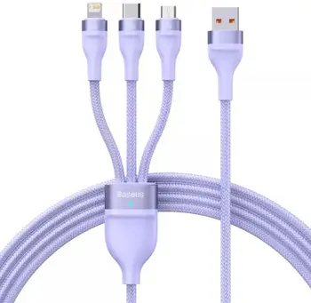 Кабель Baseus Flash Series II 3-in-1 Fast Charging Data Cable 66W 1.2m Purple (CASS040005)
