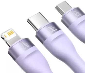Кабель Baseus Flash Series II 3-in-1 Fast Charging Data Cable 66W 1.2m Purple (CASS040005)