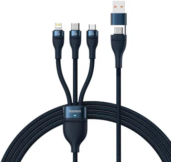 Кабель Baseus Flash Series II 3-in-2 Micro USB / USB Type-C / Lightning Fast Charging Data Cable 100W 1.2m Blue (CASS030103)