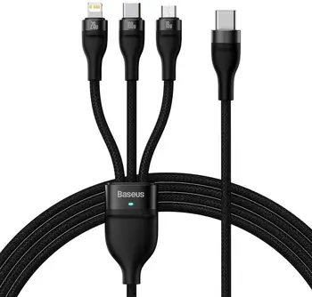 Кабель Baseus Flash Series II 3 in 1 USB Type-C to Type-C/Lightning/Micro USB 100W 1.5m Black (CASS030201)
