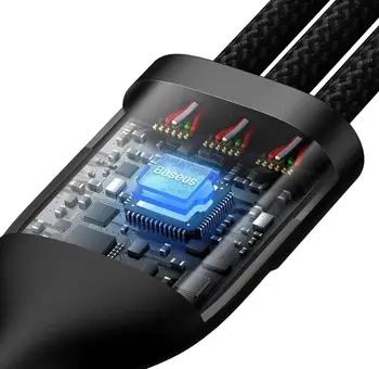 Кабель Baseus Flash Series II 3 in 1 USB Type-C to Type-C/Lightning/Micro USB 100W 1.5m Black (CASS030201)