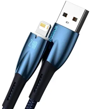 Кабель Baseus Glimmer Series Fast Charging Data Cable USB to Lightning 2m Blue (CADH000303)