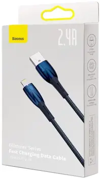 Кабель Baseus Glimmer Series Fast Charging Data Cable USB to Lightning 2m Blue (CADH000303)