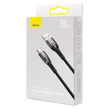 Кабель Baseus Glimmer Series USB Cable to USB-C Fast Charging 100W 1m Black (CADH000401)
