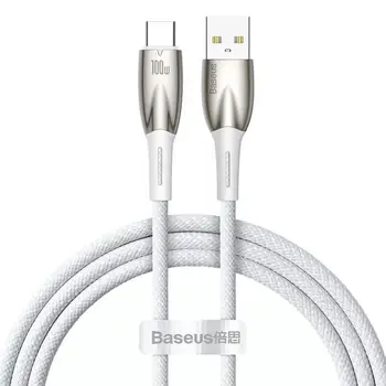 Кабель Baseus Glimmer Series USB Cable to USB-C Fast Charging 100W 1m White (CADH000402)