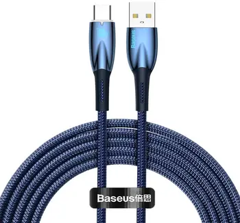 Кабель Baseus Glimmer Series USB Cable to USB-C Fast Charging 100W 2m Blue (CADH000503)