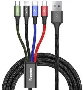 Кабель Baseus Rapid 4-in-1 USB-A to 2xUSB-C/Lightning/Micro-USB 1.2m Black (CA1T4-B01)